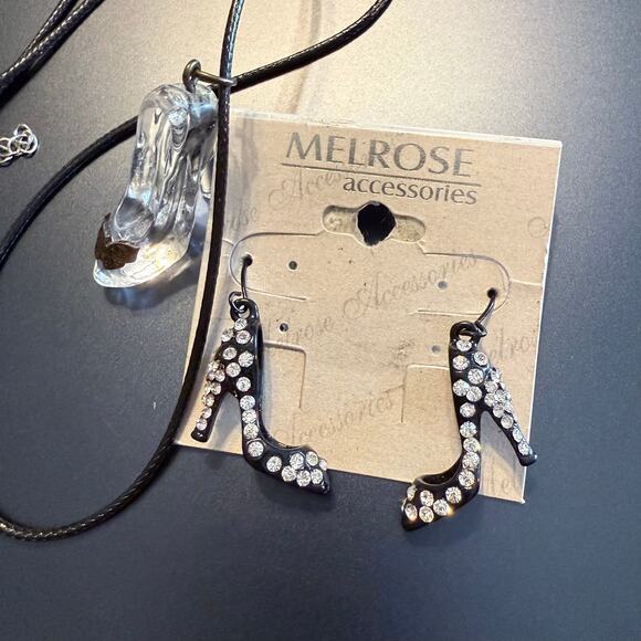 High Heels Glass Rhinestone Earrings & Pendant Set - Picture 4 of 9